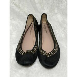 Easy Spirit Ginara Black Ballet Flats Gold Stitching Comfortable Women Shoes